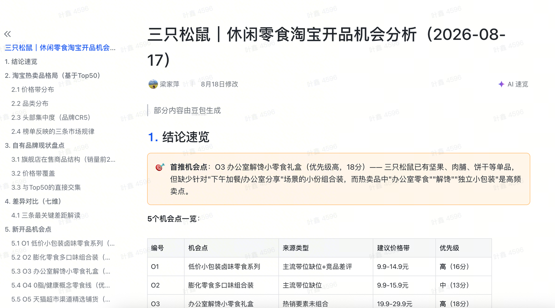 机会分析文档报告